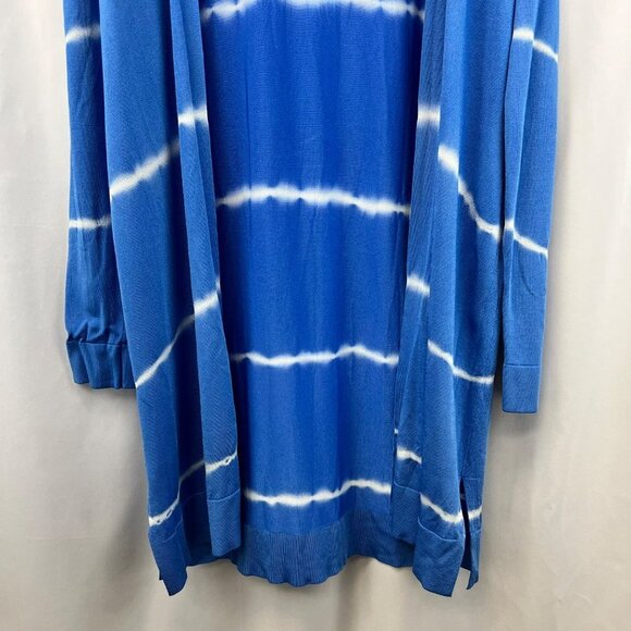 Chico’s Women’s Open Front Blue/White Cardigan Striped Size Small - Picture 4 of 7
